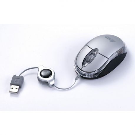 Mini souris optique grise USB cable retractable 800DPI - LaptopService