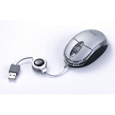 Mini souris optique grise USB cable retractable 800DPI