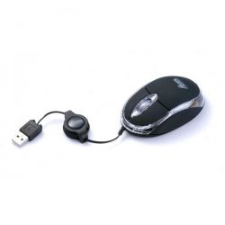Mini souris optique noir USB cable retractable 800DPI