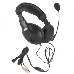 Micro-Casque "Haut de Gamme" avec volume de micro réglable - couleur noir