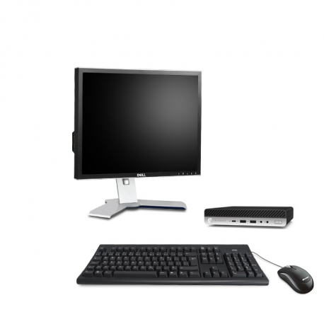 HP EliteDesk 800 G4 DM - PC de bureau reconditionné - 8Go - 240Go SSD - écran 19" - Linux