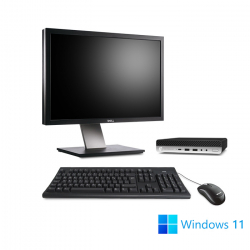 Pack HP EliteDesk 800 G4 DM - PC de bureau reconditionné - 8Go - 256Go SSD + Écran 24"