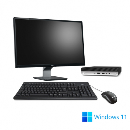 Pack HP EliteDesk 800 G4 DM - PC de bureau reconditionné - 8Go - 256Go SSD + Écran 23"